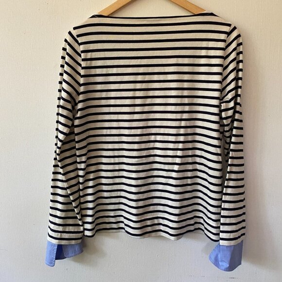 J. Crew Factory Blouse Women's Size XS Striped Preppy Mixed Material Cuffs - Picture 6 of 6